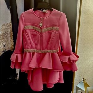 Elegant Pink Peplum Jacket